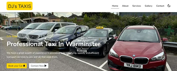 واجهة موقع Warminster Taxi