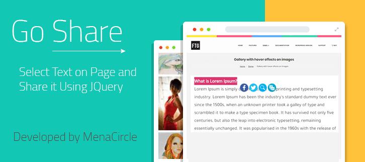 Share Content by select text jquery Plugin